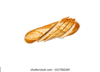 Mini Baguette Lying On A White Isolated