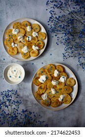 Mini Banana Pancakes With Sour Cream