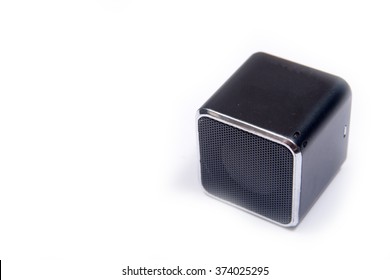 Mini black speaker, listen to music,  Portable Speakers , isolated on white background