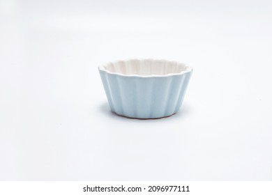 Mini Blue Ceramic Pie Bowl  On White Background