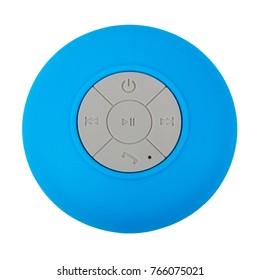 Mini Blue Waterproof Bluetooth Wireless Loudspeaker with Mobile Phone Control Knobs on a white background