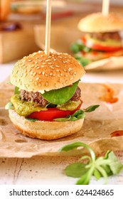 Mini Burger Sliders With Sweet Chili And Pesto