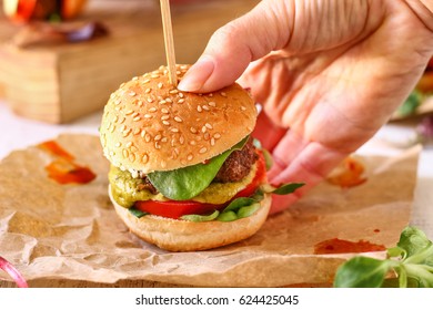 Mini Burger Sliders With Sweet Chili And Pesto