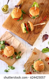 Mini Burger Sliders With Sweet Chili And Pesto