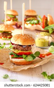 Mini Burger Sliders With Sweet Chili And Pesto