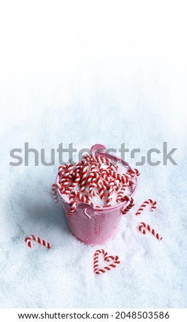 Mini candy canes on a white background, Christmas Candy cane