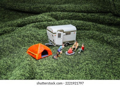 the mini car travel concept camping place
