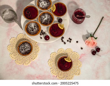 Mini Cherry Chocolate Cheesecake Table