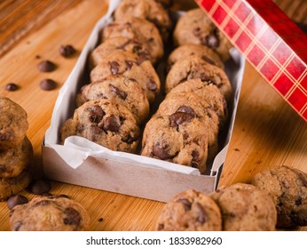 Mini Chewy Chocolate Cookies In A Red Box