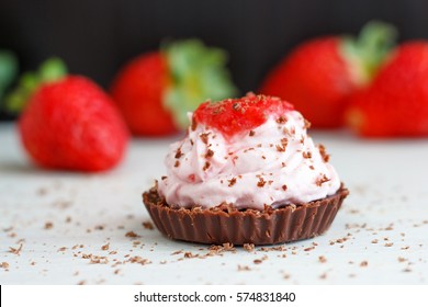 Mini Chocolate Mousse Desserts with Strawberries