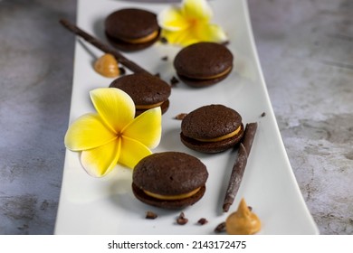 Mini Chocolate And Peanut Butter Cookie Sandwiches