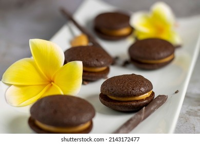 Mini Chocolate And Peanut Butter Cookie Sandwiches