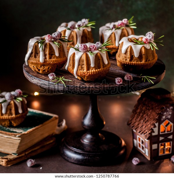 Mini Christmas Bundt Cakes Decorated Sugared Stock Photo Edit Now