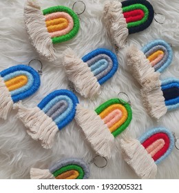 Mini Colorful Rainbow Macrame Key Chain