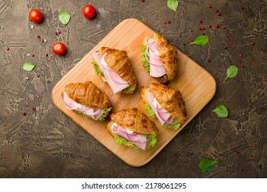 Mini Croissant With Ham And Cheese And Red Onion, Canapes