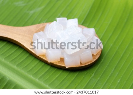 Mini cube coconut gel in syrup,  Thai dessert