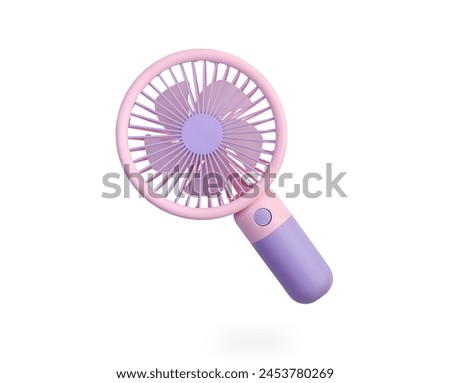 Mini electric fan, Small fan for carry on hand on white background with clipping path.