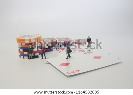 mini figure with Poker cards gambling chips 