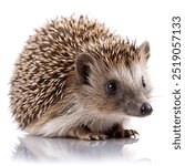 Mini hedgehog portrait on white background