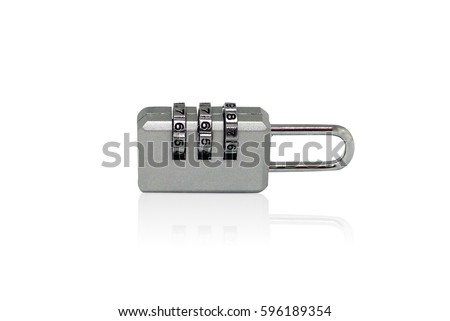 Mini key cute digit combination padlock luggage bag security lock isolated with clipping path