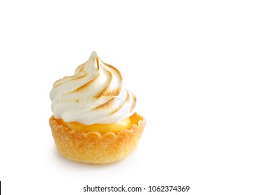 Mini lemon meringue tart isolated on white background - Powered by Shutterstock