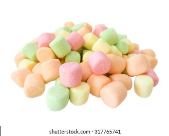 Mini Marshmallows On White Background