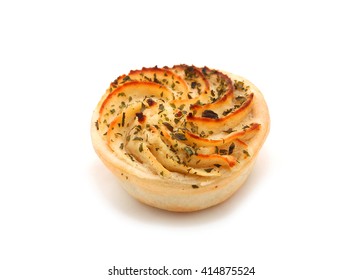 Mini Mashed Potatoes Tart or Pie isolated on white background