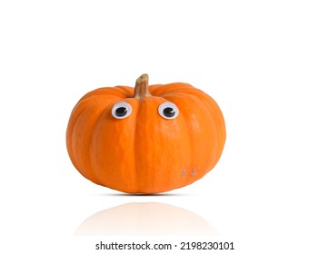 Mini Orange Pumpkin With Googly Eyes Isolated Cutout