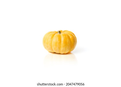 Mini Orange Pumpkin Isolated On White Background                               