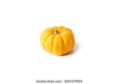 Mini Orange Pumpkin Isolated On White Background                               