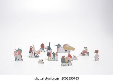 the mini of Paper doll of citylife at white board