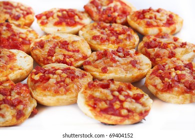 Mini Pizza Bagels On White