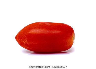 Mini Roma Red Tomato Isolated On A White Background.