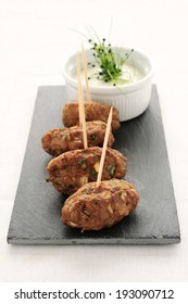 mini shish kofta kofte kebab canapes with dip