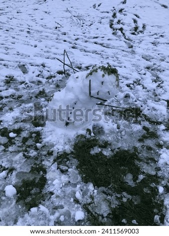 mini snowman winter snow ice