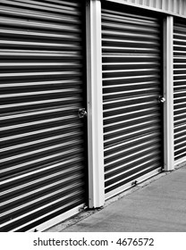 Mini Storage Buildings In Black And White