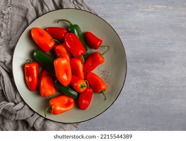 Mini Sweet Pepper, Set, Colored Peppers, Top View, No People, Assortment,