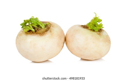 Mini White Turnip Isolated On White Background.