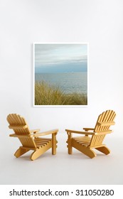 Miniature Adirondack Chairs On White