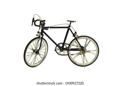Miniature bicycle model, white background 