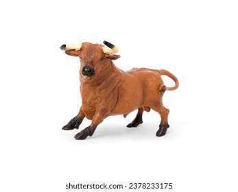 miniature brown bull animal on a white background - Powered by Shutterstock