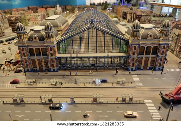 Miniature building model objects at January 20,\
2020, in Budapest,\
Hungary