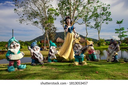 Miniature Cinderella And Dwarves In Poyotomo's Garden. 09 September 2020. Bintan, Riau Islands, Indonesia