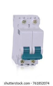 Miniature Circuit Breaker On White Background.