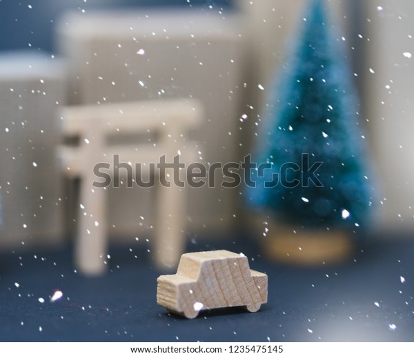 Miniature
concept :Car and Traffic and Temple in Tokyo, Japan.Winter Snow
Season.Car accident or Car insurance
concept.