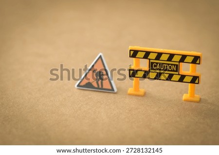 Miniature Construction Zone Warning with Caution Barrier and Road Work Sign