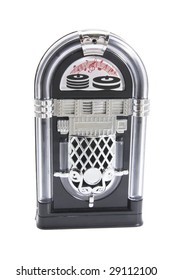 Miniature Juke Box On Isolated White Background