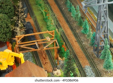 The Miniature Model Railroad Layout Scenery Represent The Model Toy Train Concept Related Idea.