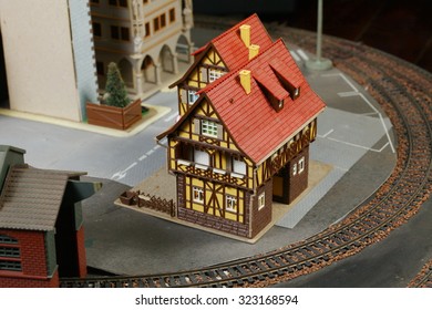 The Miniature Model Town Scenery Represent The Model Toy Train Concept Related Idea.