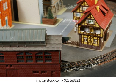 The Miniature Model Town Scenery Represent The Model Toy Train Concept Related Idea.